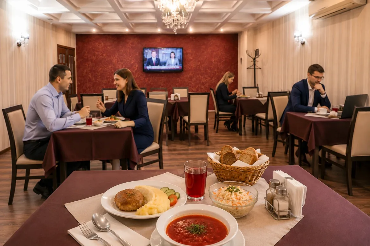 Гости за бизнес-ланчем в ресторане отеля Zagreb